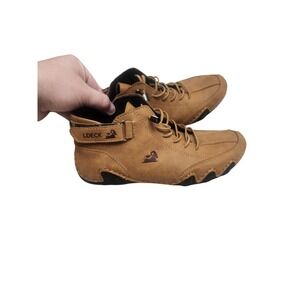 LDECK‎ Men's Tan Leather Ankle Boots Casual Lace Up Outdoor Shoes Size Unknown